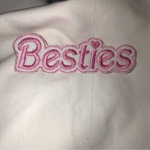 Besties embroidered iron on felt patch | Best friend patch | pink patch | 2pcs
